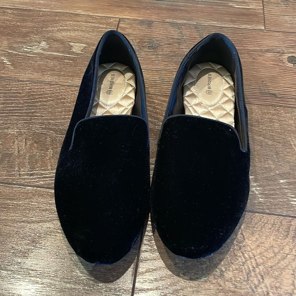 Birdies The Starling Velvet Black Loafers Size 10